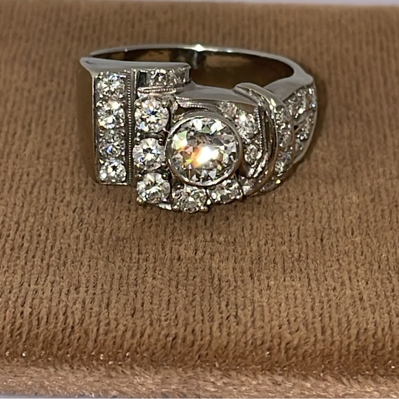 Heavy Solid 14K White Gold Natural +/- 2.00CTW Diamond Bezel Antique Ring Custom - Picture 4 of 17